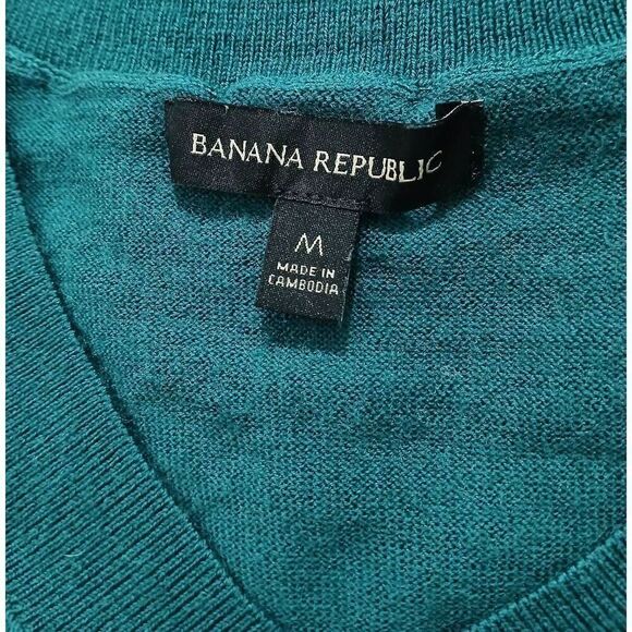 Banana republic womens medium turquoise green FINE WOOL drop sleeve sweater - Picture 6 of 8